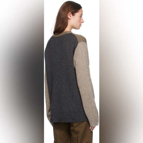 Curio New York Colorblock Olive Green Navy Cream Knit Sweater M - Picture 8 of 9